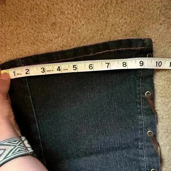 Vintage Lace Up Sides Denim Jeans Y2K 90S Baodong Bodo Boho Button Flap Size L - Picture 5 of 14